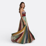 Lisa's long strapless dress