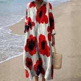 Elva - Maxi dress with floral pattern, red