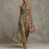 Filipa Long Halter Floral Dress