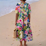 Watercolor floral print dress