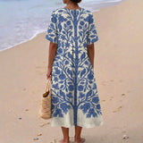 Evening dress, blue, embroidered