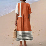 Selene Terracotta Graphic Stripe Dress