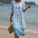 Sofia - Maxi dress with a round neckline and pattern