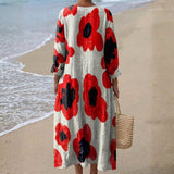 Elva - Maxi dress with floral pattern, red