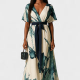Long Dress with Watercolor Pattern Vanessa