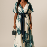 Vanessa - Long Watercolour Pattern Dress