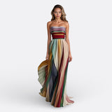 Lisa's long strapless dress